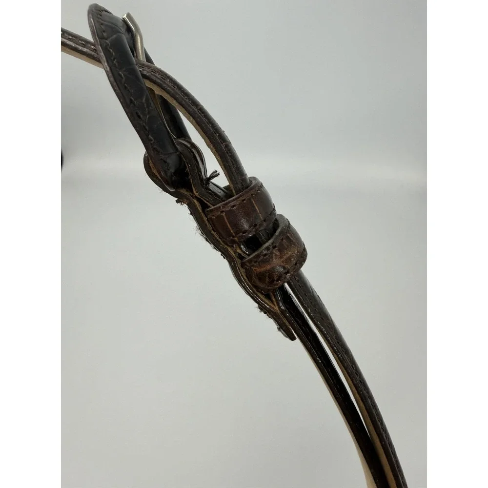 Talbots Brown Croc Embossed Leather Belt Silver Buckle Size X-tra Small/6619